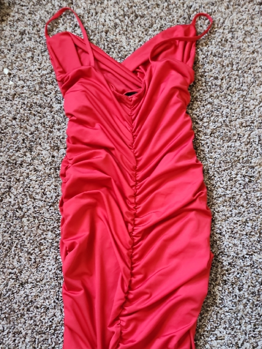 SHEIN Red Ruched Mini Dress - Picture 2 of 3